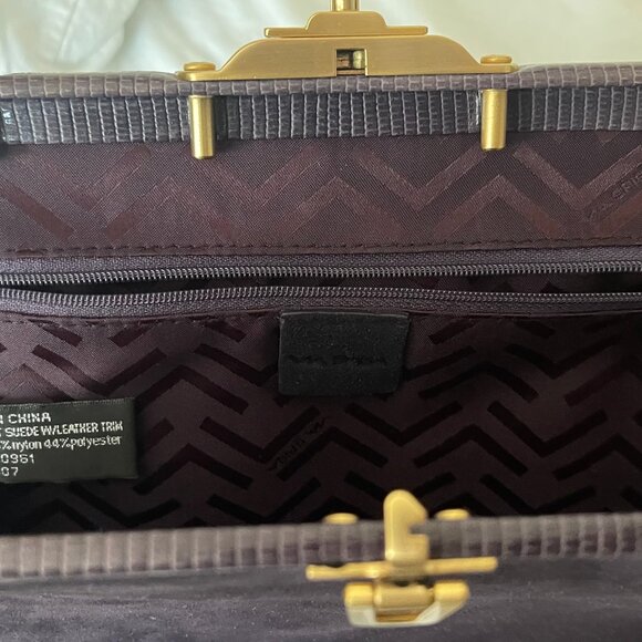 VIA SPIGA Purple Olivia Purple Suede Snakeskin Leather Trim Clutch Purse - Picture 3 of 5